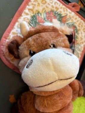 Plush Brown and Cream Cow Stuffed Animal